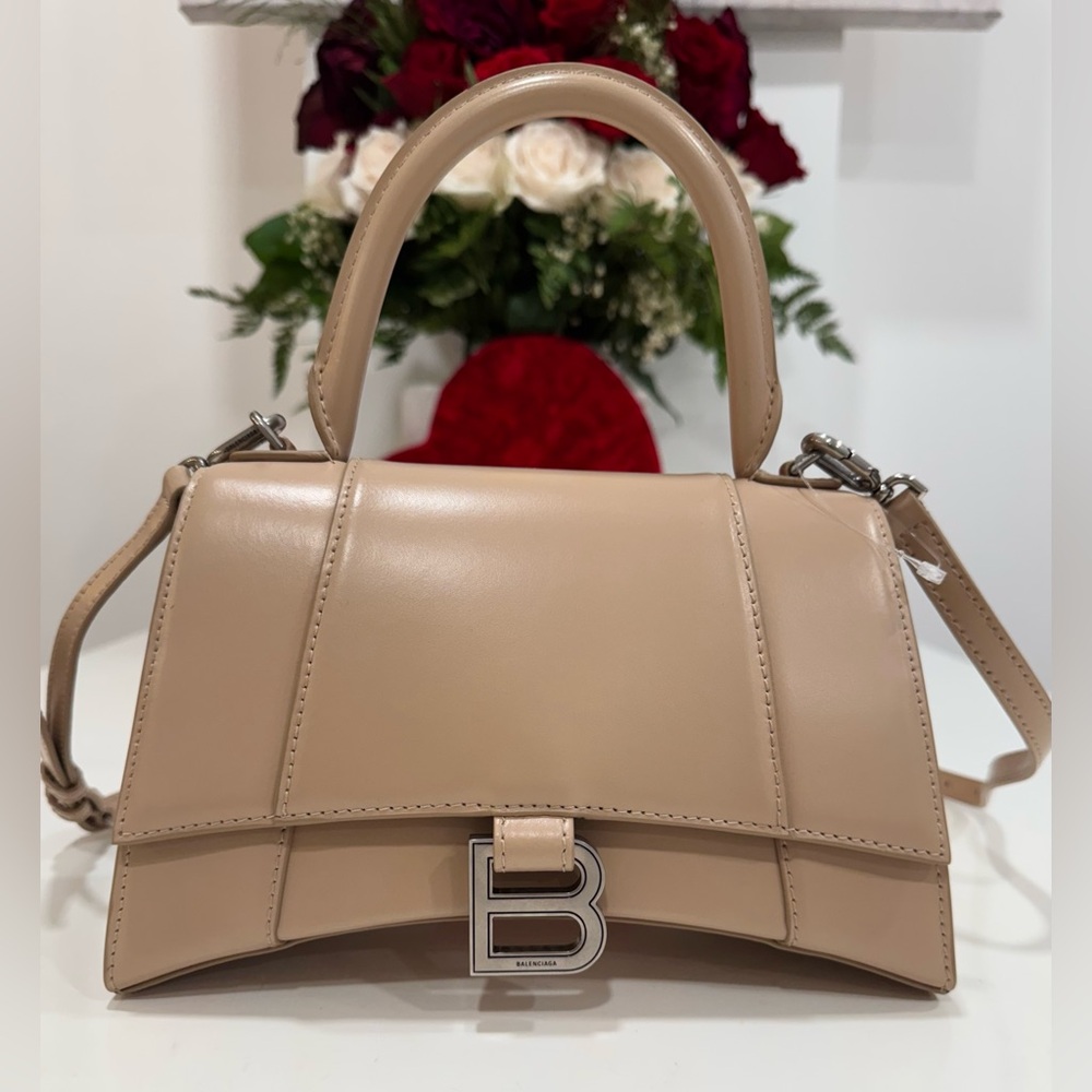 BALENCIAGA Hourglass Small Handbag in beige shiny box calfskin Bag - Picture 5 of 16